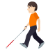 🧑🏻‍🦯 person with white cane: light skin tone display on JoyPixels